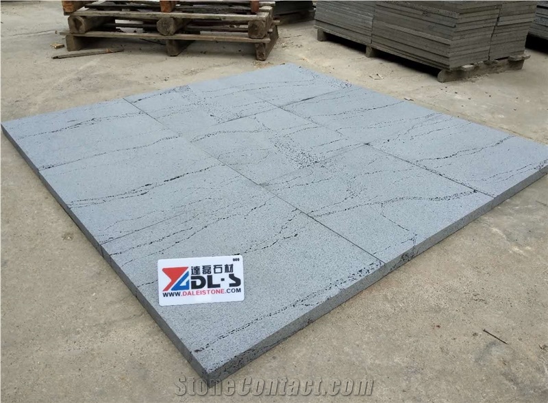 Lava Stone with Ants Line, Chinese Grey, Sawn Cut