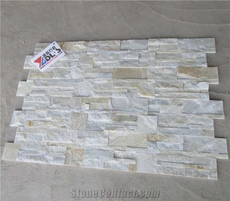 White Quartzite Split Stacked Stone Veneer for Wall