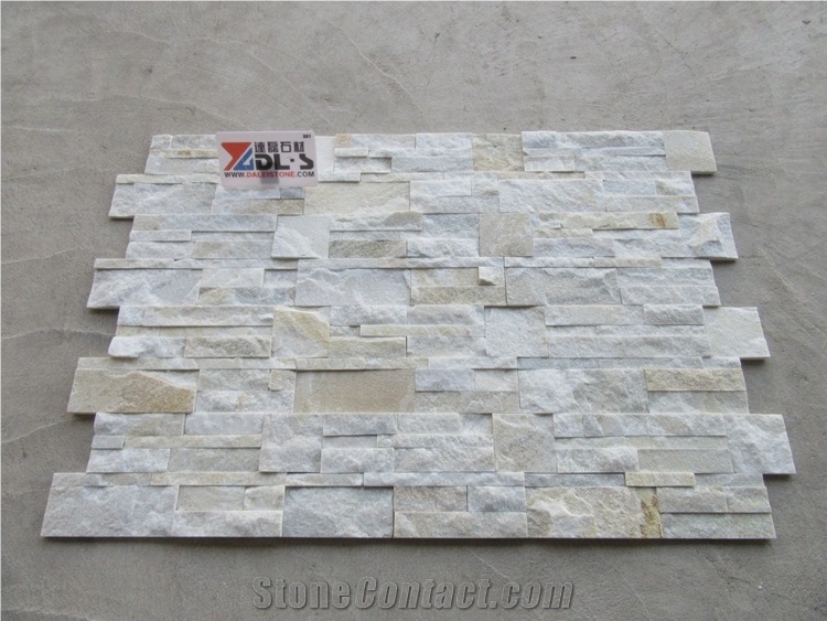 White Quartzite Split Stacked Stone Veneer for Wall