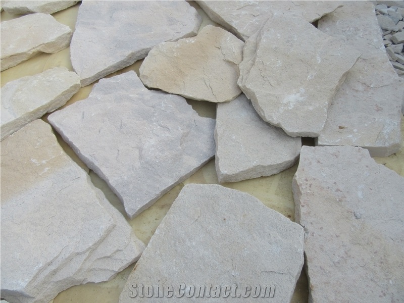 White Sandstone Loose Stone Wall Panel and Corner