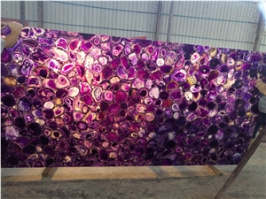 Backlit Purple Agate Semiprecious Stone Slabs