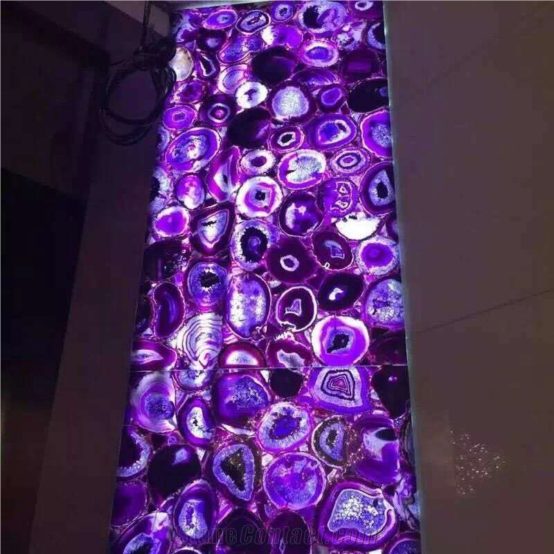 Purple Agate Semiprecious Stone Wall Panels