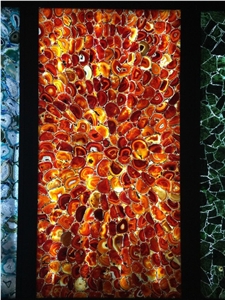 Red Agate Semiprecious Stone Wall Panels