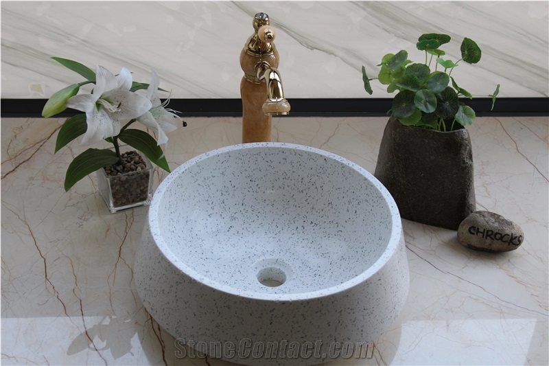 White Terrazzo Washbasin, Terrazzo Sink