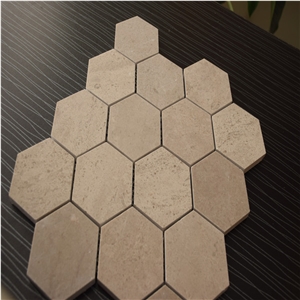 Crema Marfil Marble 3X3" Hexagonal Mosaic Tile