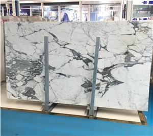 Bianco Carrara White Bookmatch Marble Wall Slab