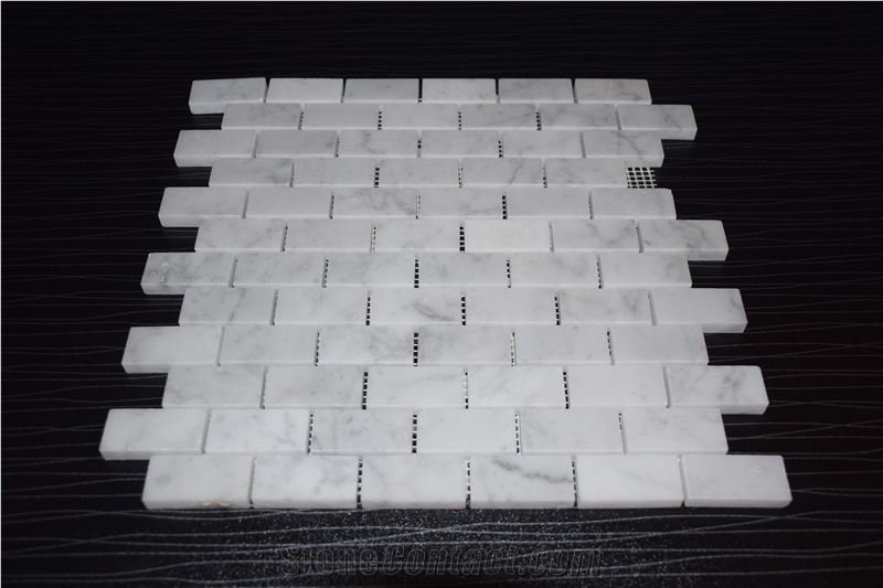 Carrara White Marble 1"X2" Brick Marble Mosaic Tile