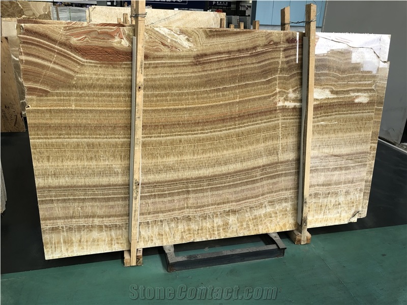 China Honey Onyx Bookmatch Slabs with Backlit