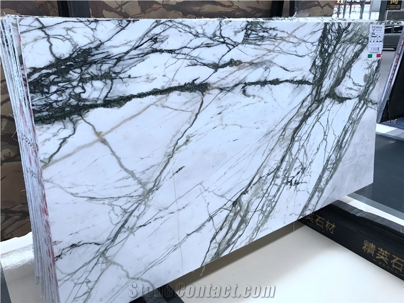 Chinese Aurora Green Bookmatch Marble Slabs