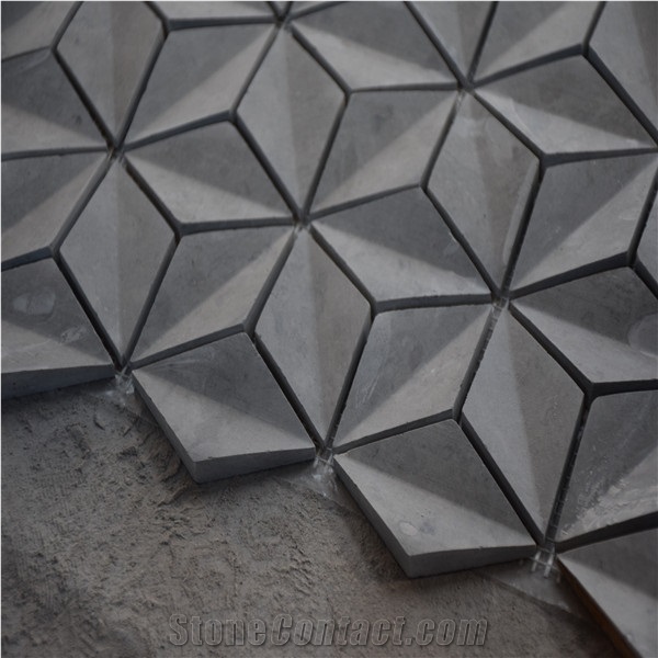 Grey Marble Three Dimensional Water Jet Mosaic Tile