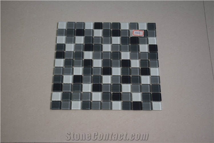 Dark Green and White Color Glass Mosaics
