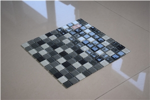 Dark Green and White Color Glass Mosaics