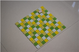 Grass Green and Yellow Square Shape Glass Mosaics