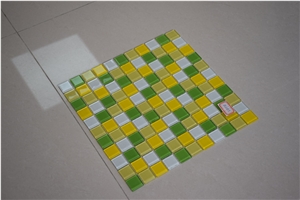 Grass Green and Yellow Square Shape Glass Mosaics
