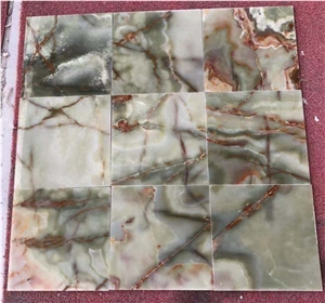 Green Jade Onyx Customized Size Flooring Tiles