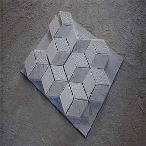 Carrara Whiet Marble Three-Dimensional Mosaic Tile