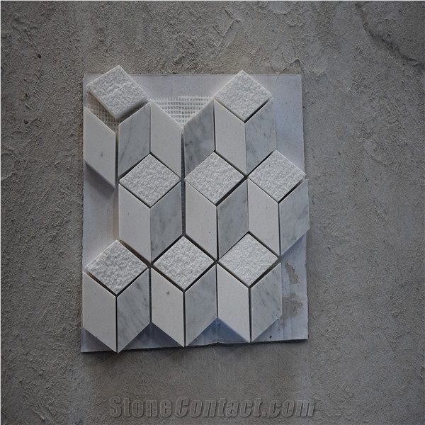 Carrara Whiet Marble Three-Dimensional Mosaic Tile