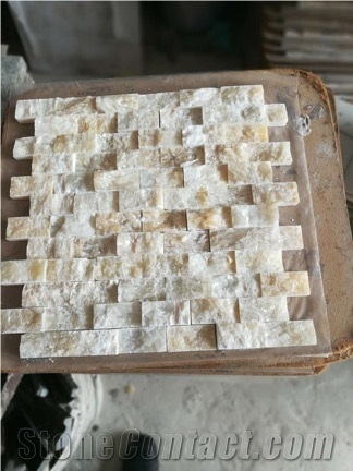 Honey Onyx Split Faced Brick Mosaic Tile
