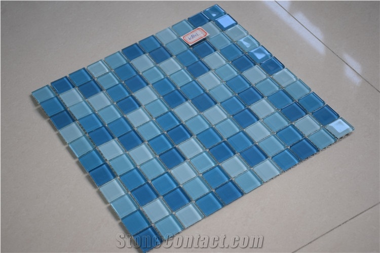 Light Blue Color Glass Mosaic Factory Direct Sale