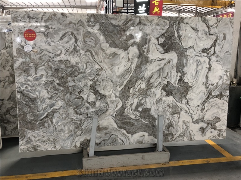 Polished Gray Marble Slabs for Counter Tops