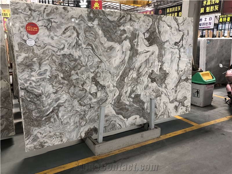Polished Gray Marble Slabs for Counter Tops
