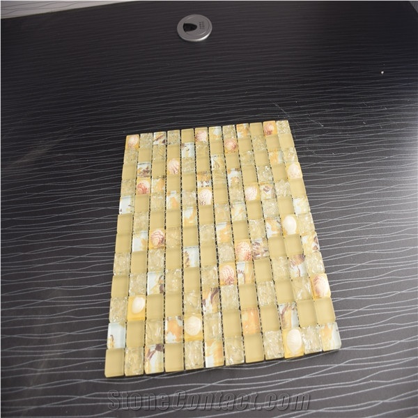Yellow Background Flower Picture Glass Mosaics