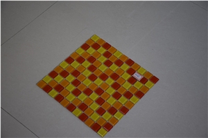 Yellow Orange Red Three Colors Square Glass Mosaic