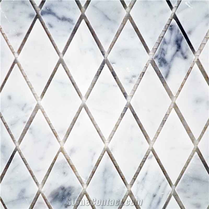 Carrara White Marble Pattern Rhombus Mosaic Design