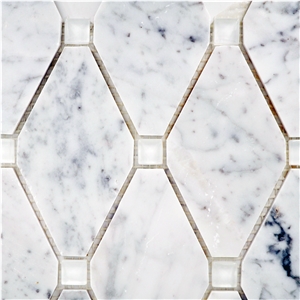 Carrara White Marble Pattern Rhombus Mosaic Design