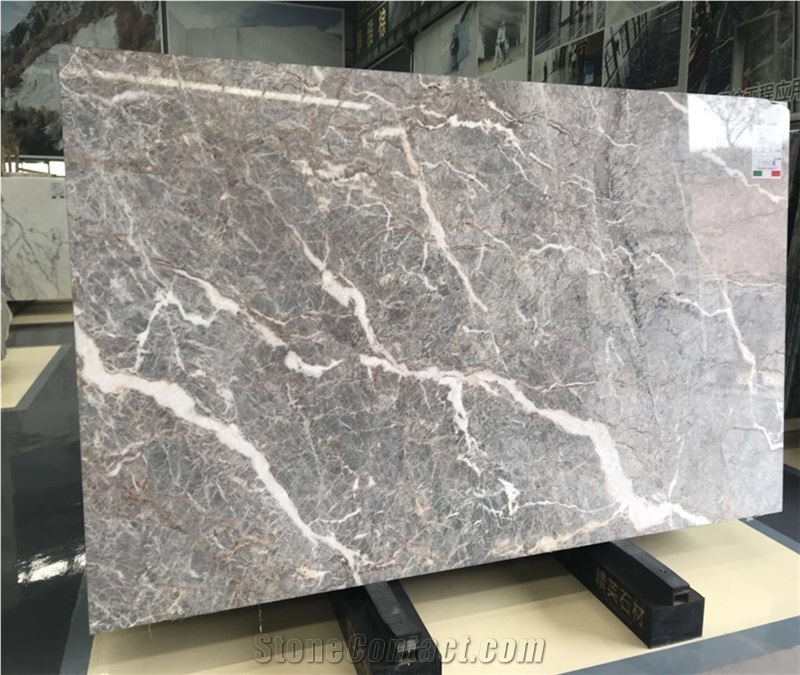 Pink Marble Slab with White Grain