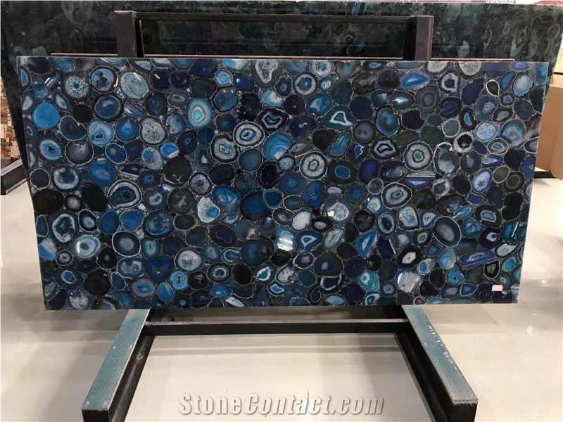 Semiprecious Stone Slab Blue Agate Gemstone Slab