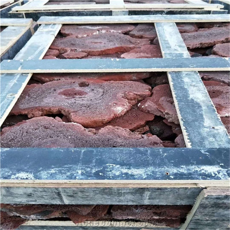 Red Lava Stone Exterior Wall Cladding Tiles