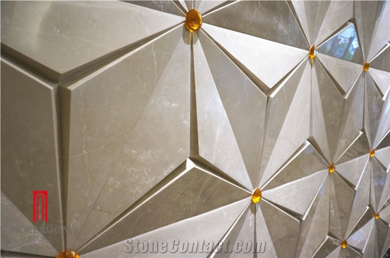 Hot Sale Cnc 3d Beige Marble Wall Tiles