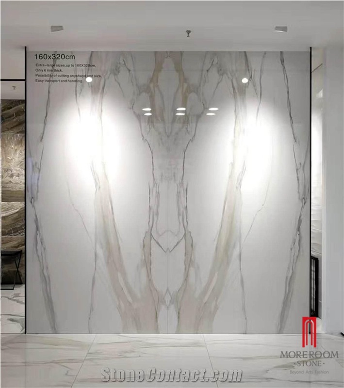 Large Format Tile Calacatta White Marble Look Porcelain