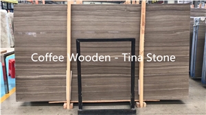 Coffee Wooden Slab Brown Marble Stone Wall Tile