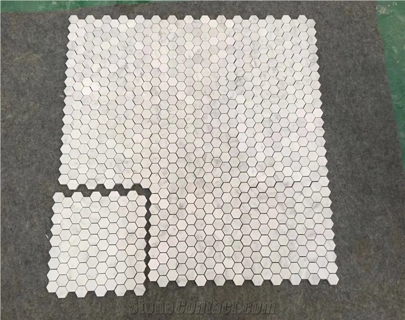 Carrara White Marble Hexagon Shape Mosaic