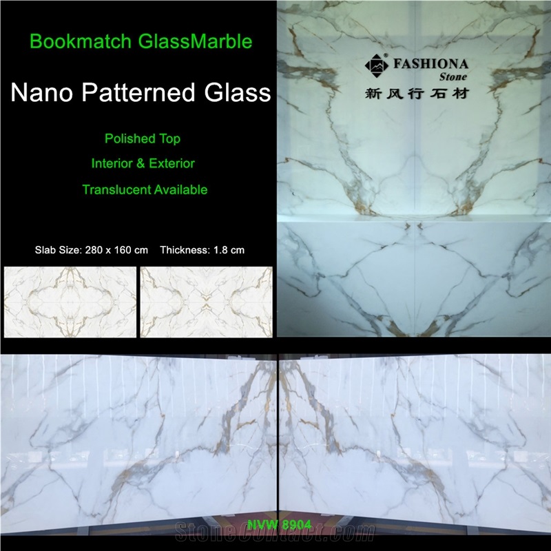 Bookmatch Nano Glass Slab,Interior & Exterior.