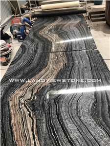 Black Wood Marble Kenya Silver Wave Kitchen Top