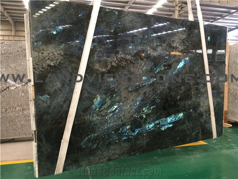 Labradorite Blue Slab Tile, Lemurian Blue Granite