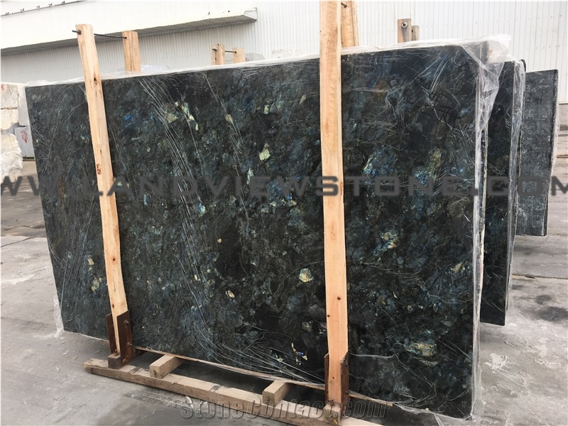 Labradorite Blue Slab Tile, Lemurian Blue Granite