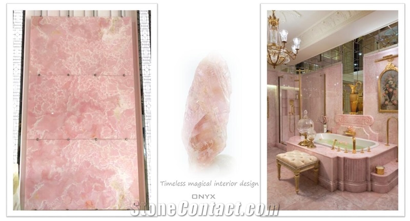 Pink Onyx Wall Floor Tiles Bathroom Shower Design