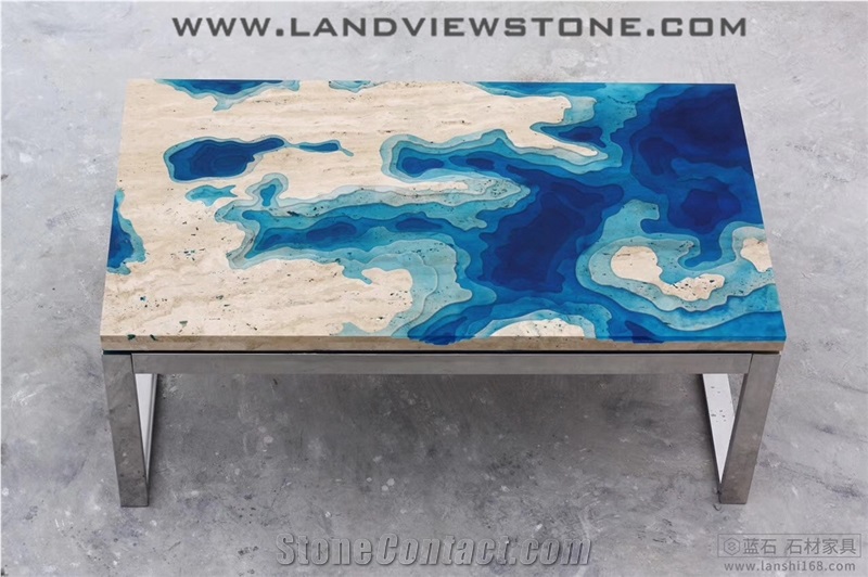 Tavertine Resin Table Top, Creative Stone Desk Top