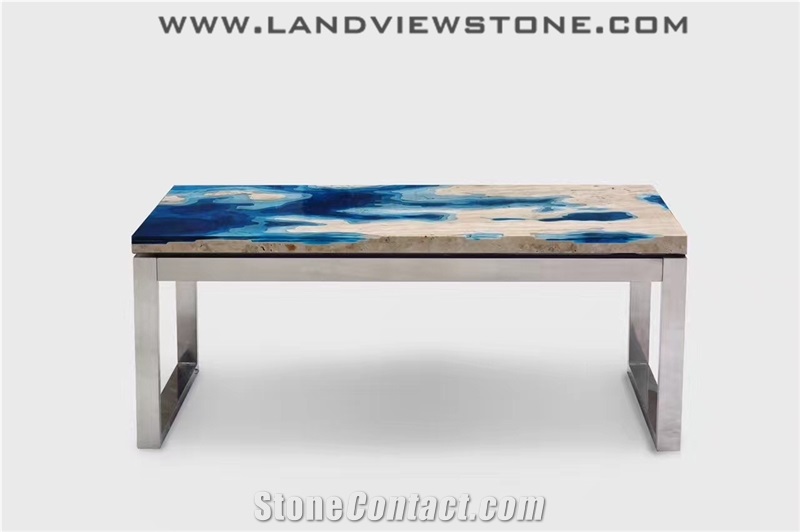 Tavertine Resin Table Top, Creative Stone Desk Top
