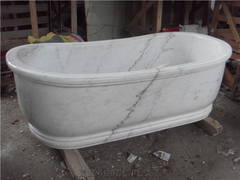 Chinese Guangxi White Marble Bathtub Classic Style