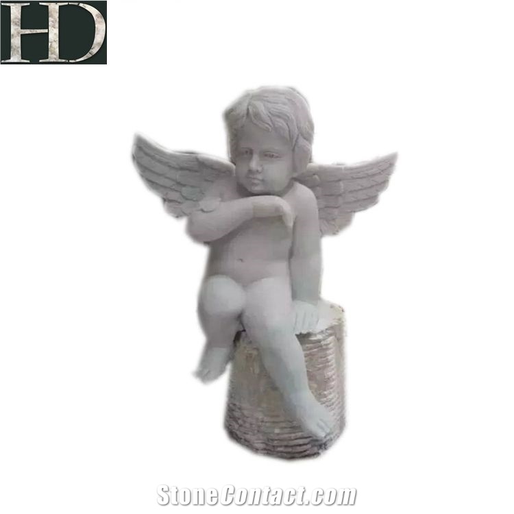 Handcarved Art Sculpture Stone Angel Statue Bust