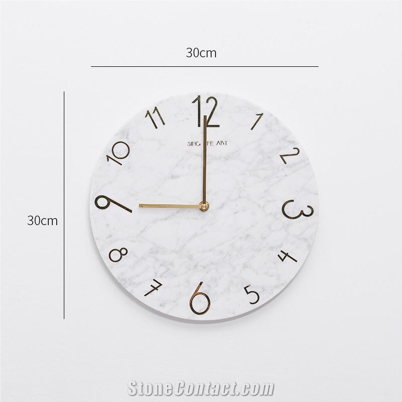 Natural Carrara White Marble Round Wall Clock Gift