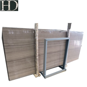 Polished Coffee Brown Wooden Marble Slab For Floor Tiles