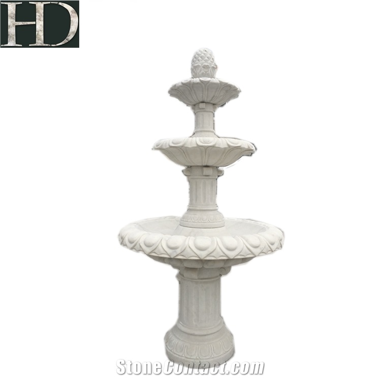White Jade Marble Carving Outdoor Water Fountain