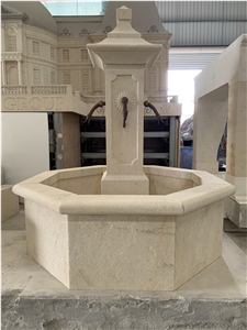 French Beige Limestone Fountain