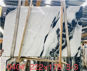 China Polished White Marble Slabs Black Vein Stone